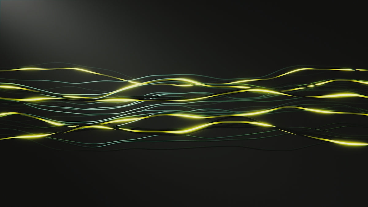 Abstract flowing lines with yellow light accents