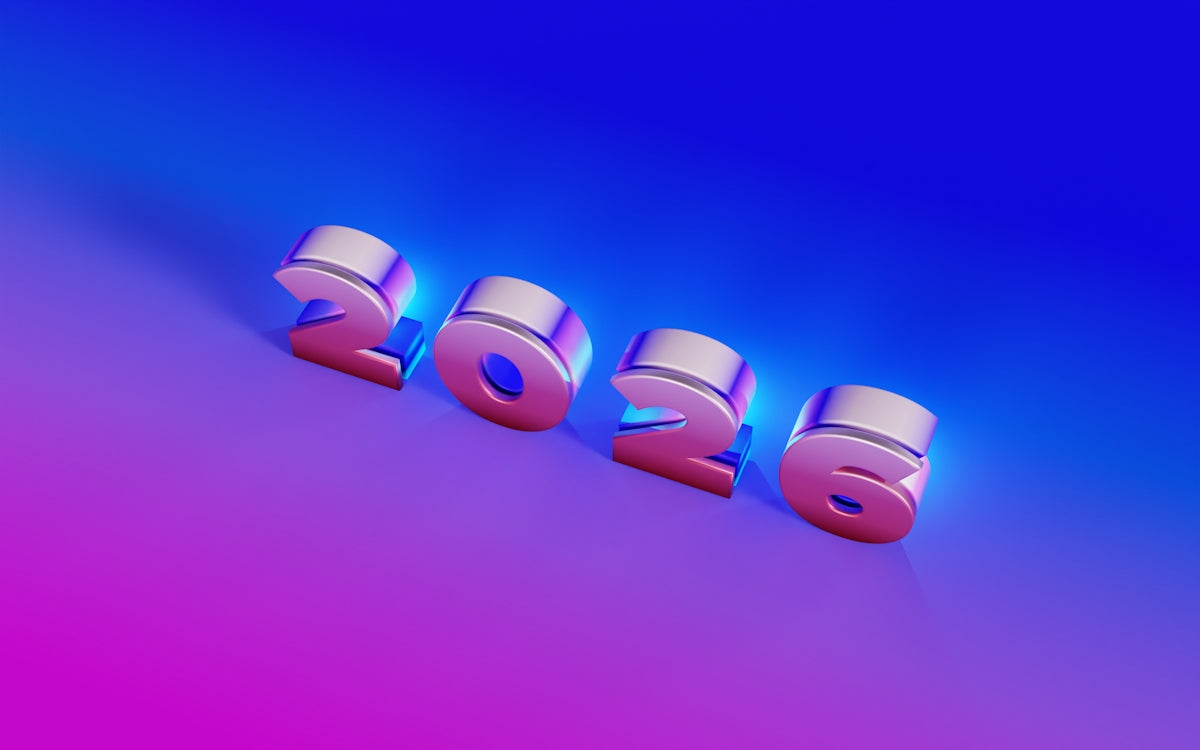 Golden 2026 numerals on a vibrant gradient background