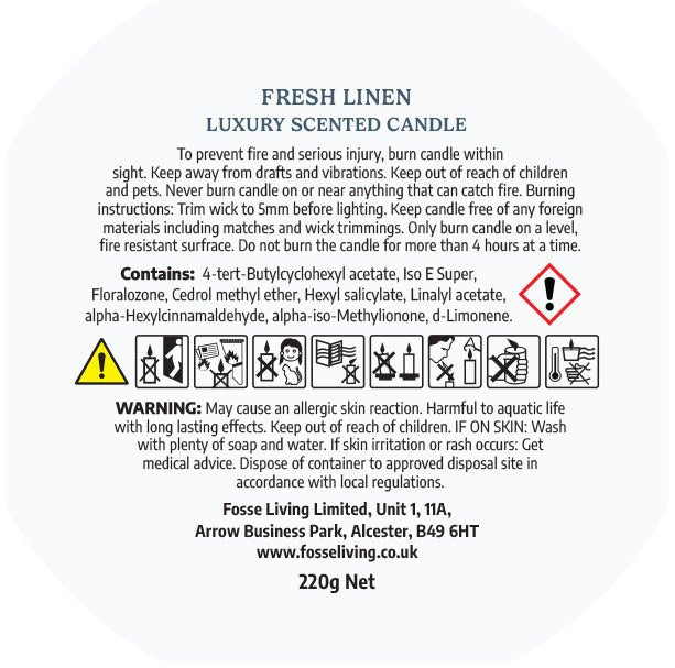 Fresh Linen Scented Candle - Fosse Living | Luxury Home Fragrances