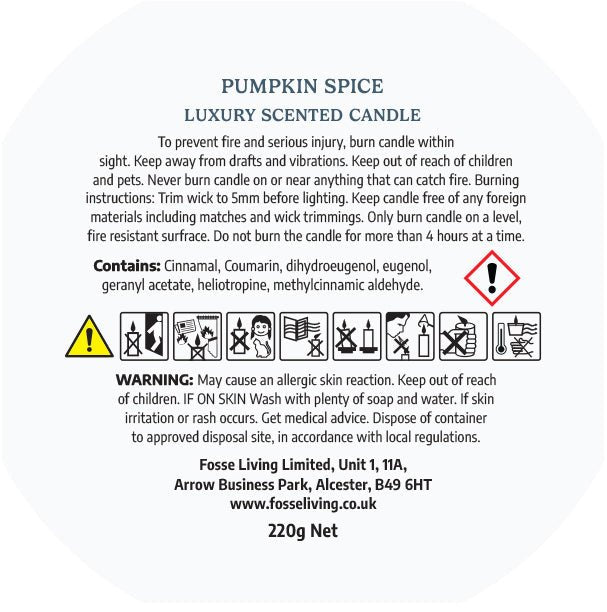 Pumpkin Spice Scented Candle (Limited Edition) - Fosse Living | Luxury Home Fragrances