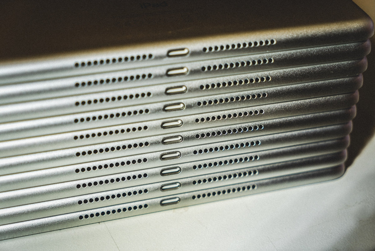 white and silver rectangular device