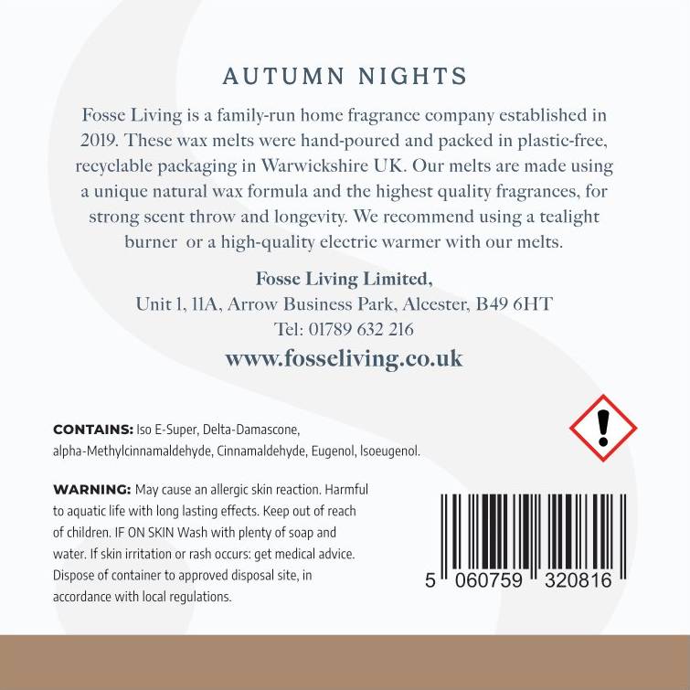 Autumn Nights Wax Melts (Limited Edition) - Fosse Living | Luxury Home Fragrances