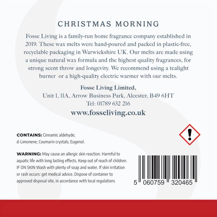 Christmas Morning Wax Melts - 16 Pack - Fosse Living | Luxury Home Fragrances clp safety information