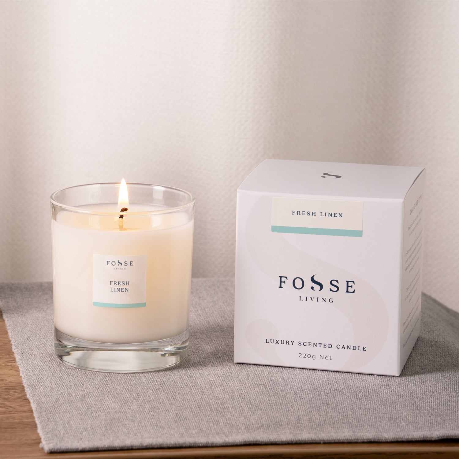 Fresh Linen Scented Candle - Fosse Living | Luxury Home Fragrances