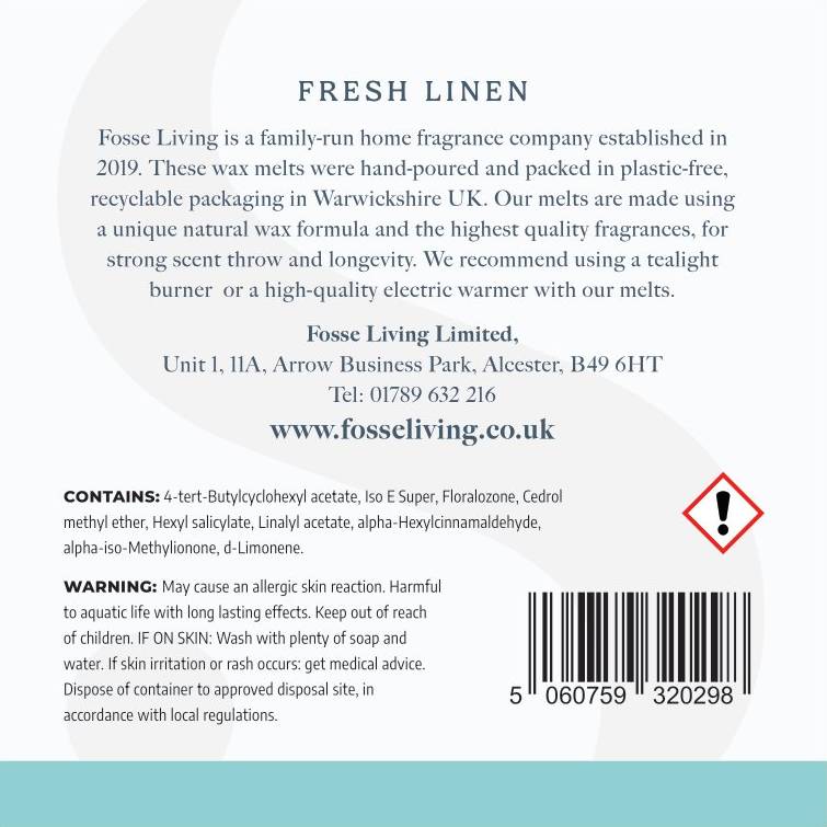 Fresh Linen Wax Melts - 16 Pack - Fosse Living | Luxury Home Fragrances