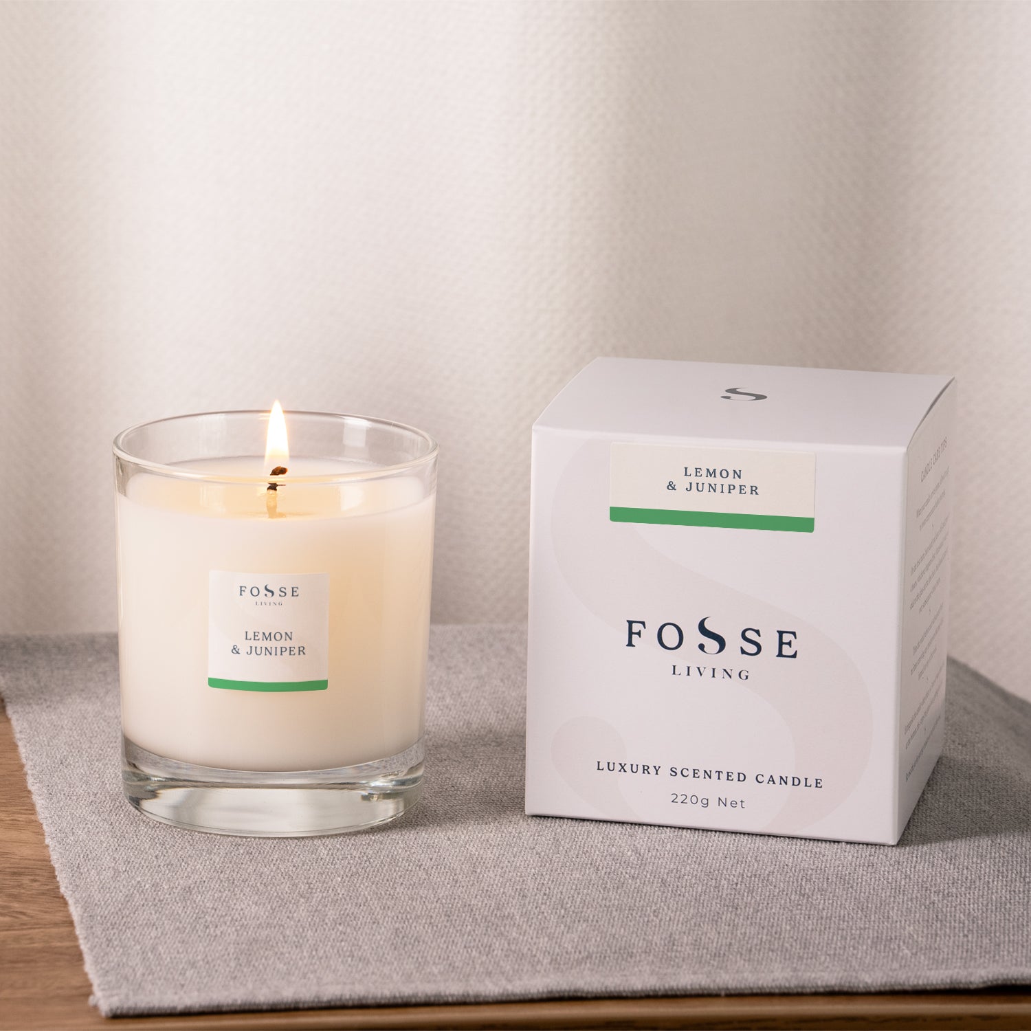 Lemon & Juniper Scented Candle - Fosse Living | Luxury Home Fragrances