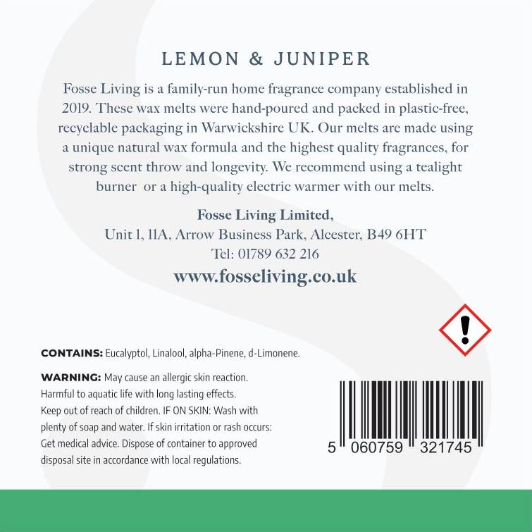 Lemon & Juniper Wax Melts - 16 Pack - Fosse Living | Luxury Home Fragrances