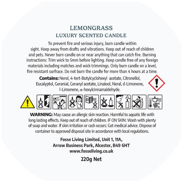 Lemongrass Scented Candle - Fosse Living | Luxury Home Fragrances