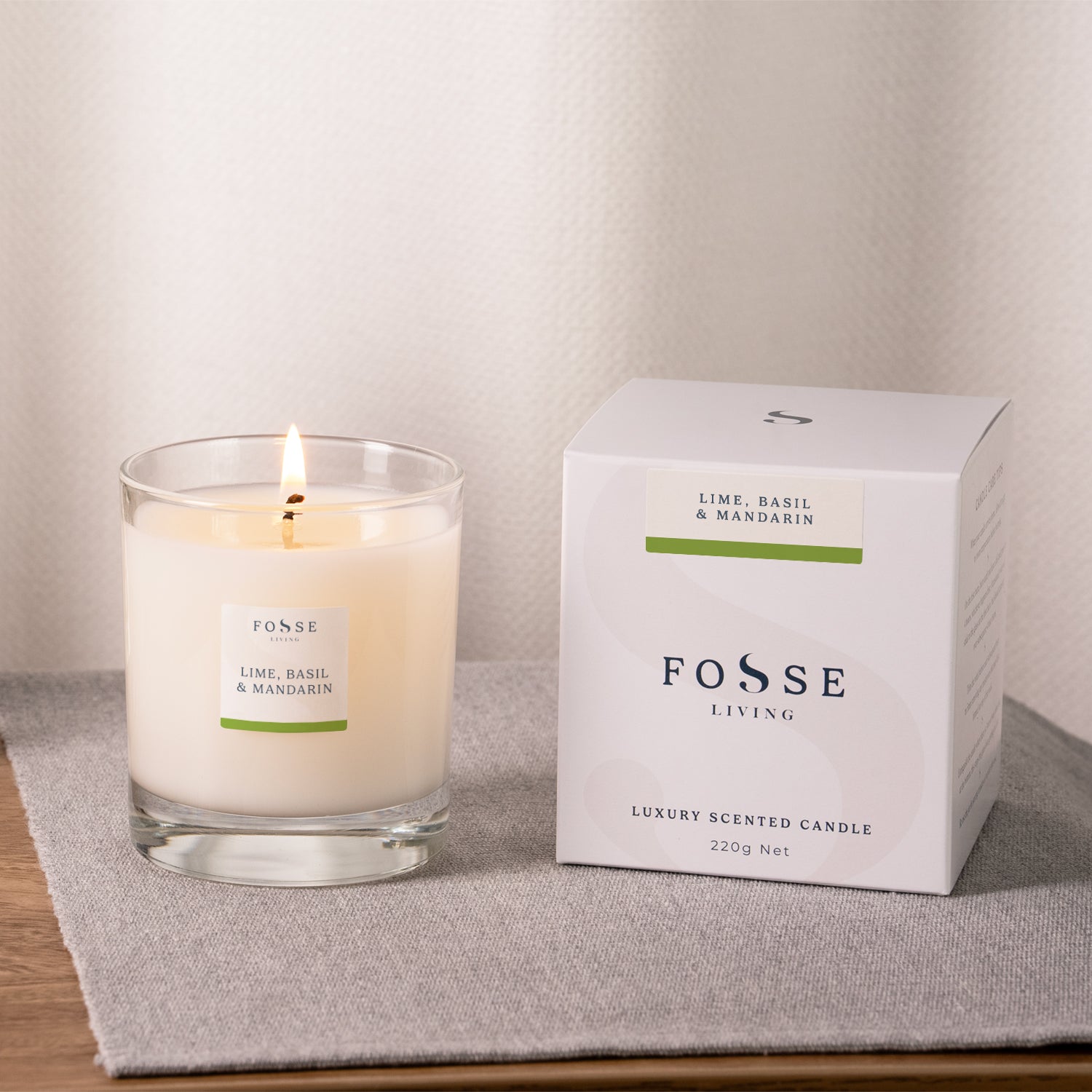 Lime Basil & Mandarin Scented Candle - Fosse Living | Luxury Home Fragrances