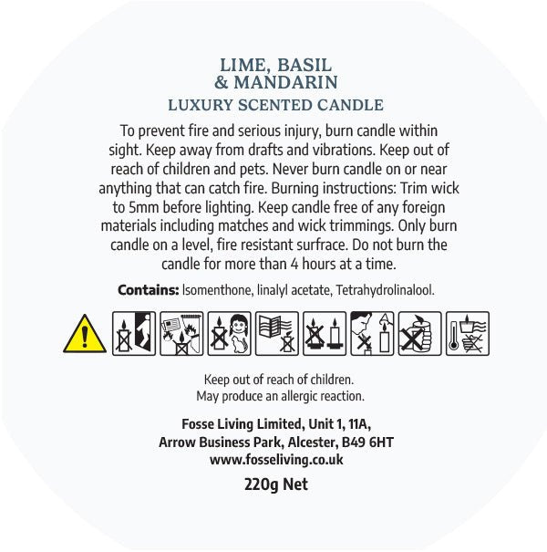 Lime Basil & Mandarin Scented Candle - Fosse Living | Luxury Home Fragrances
