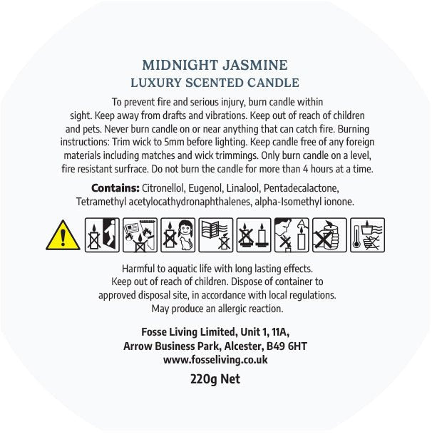 Midnight Jasmine Scented Candle - Fosse Living | Luxury Home Fragrances