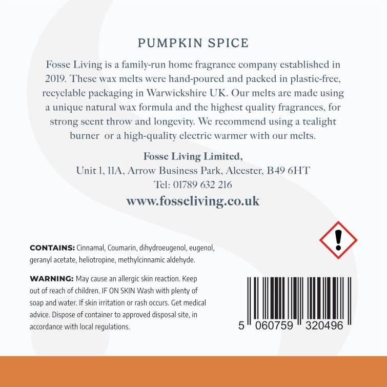 Pumpkin Spice Wax Melts - 16 Pack - Fosse Living | Luxury Home Fragrances