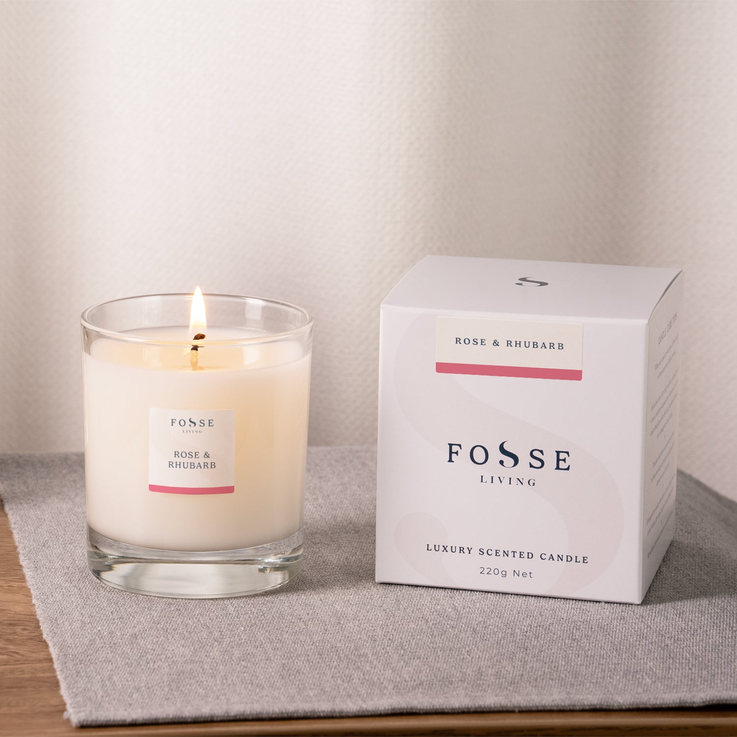 Rose & Rhubarb Scented Candle - Fosse Living | Luxury Home Fragrances