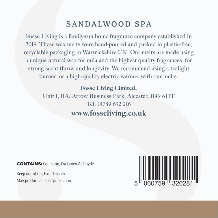 Sandalwood Spa Wax Melts - 16 Pack - Fosse Living | Luxury Home Fragrances
