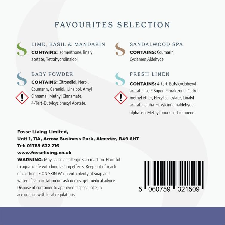 Favourites Selection Wax Melts - 16 Pack - Fosse Living | Luxury Home Fragrances CLP safety information