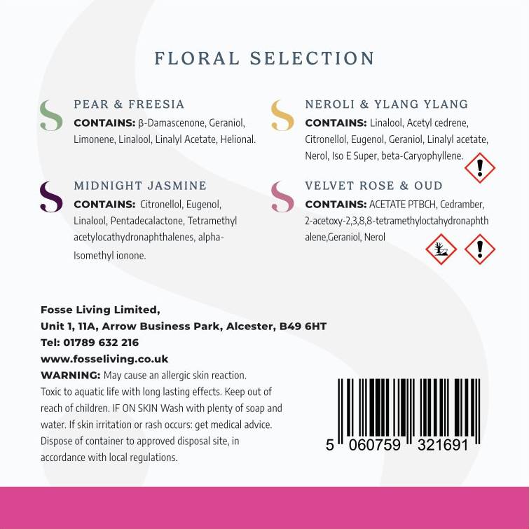 Floral Selection Wax Melts - 16 Pack - Fosse Living | Luxury Home Fragrances CLP safety information