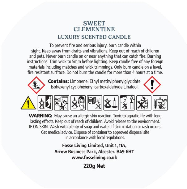 Sweet Clementine Scented Candle - Fosse Living | Luxury Home Fragrances