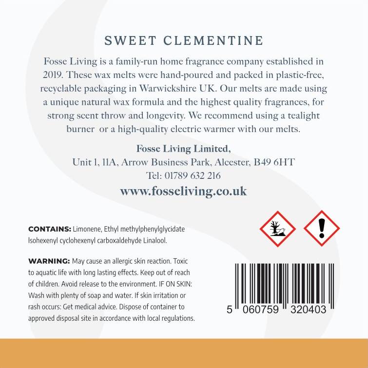 Sweet Clementine Wax Melts - 16 Pack - Fosse Living | Luxury Home Fragrances
