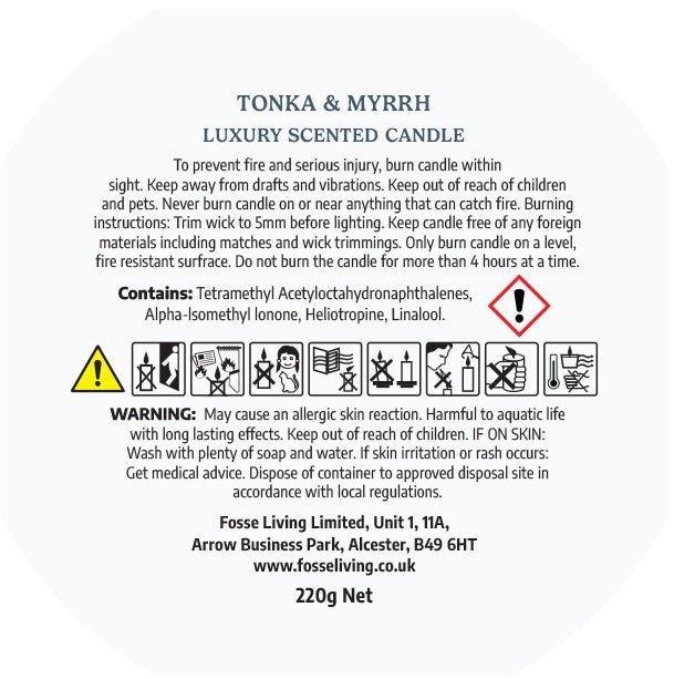 Tonka & Myrrh Scented Candle - Fosse Living | Luxury Home Fragrances