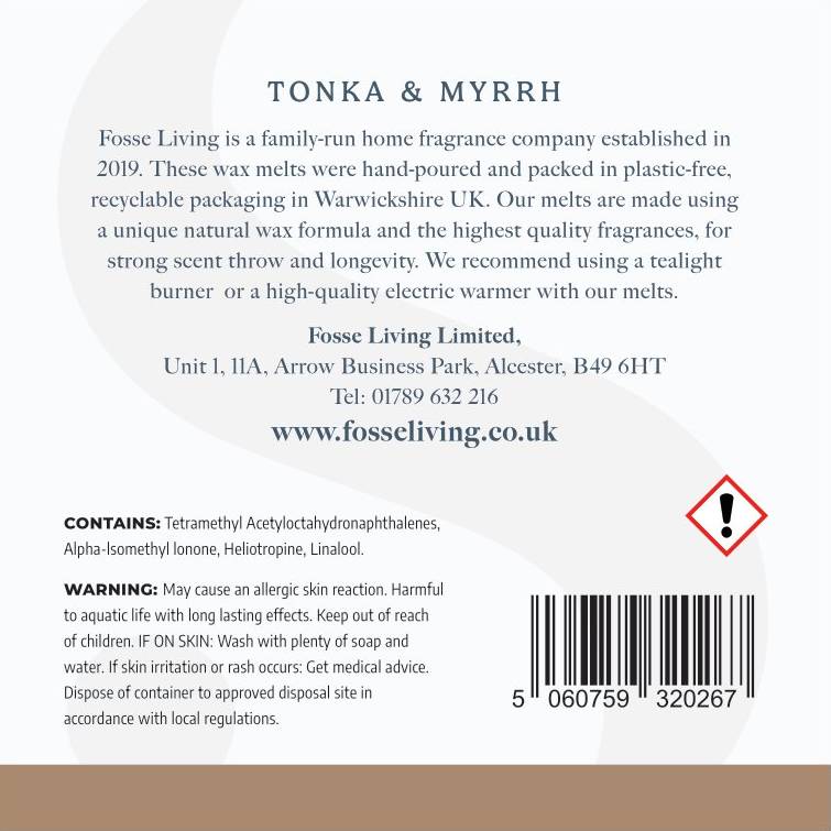 Tonka and Myrrh Wax Melts - 16 Pack - Fosse Living | Luxury Home Fragrances