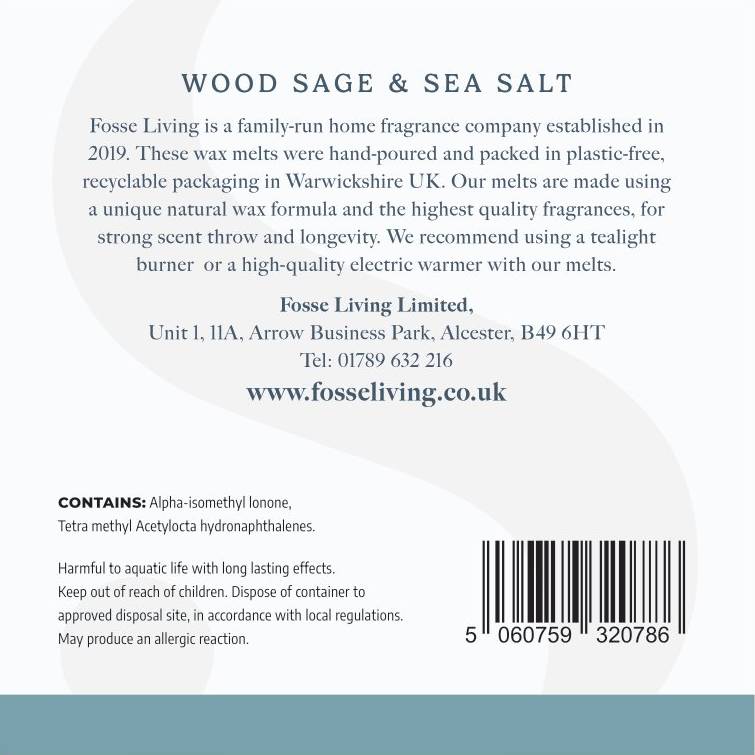 Wood Sage & Sea Salt Wax Melts - 16 Pack - Fosse Living | Luxury Home Fragrances