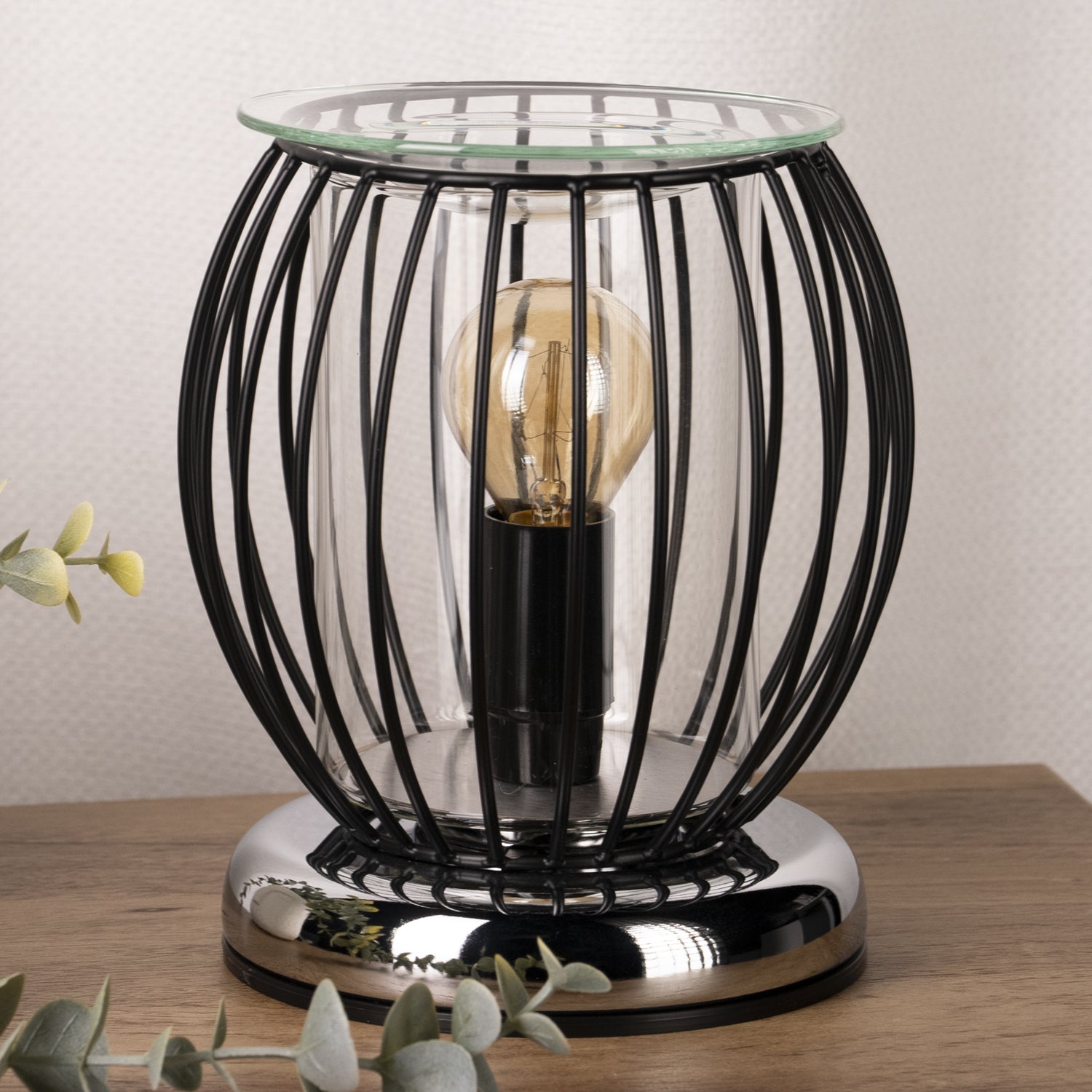 Oval Black Framework Electric Touch Wax Melter - Fosse Living | Luxury Home Fragrances